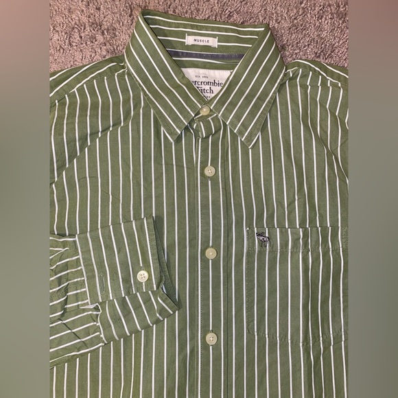 Abercrombie & Fitch Other - Abercrombie Fitch Muscle Button Up Down Green Work Dress Cotton Business Shirt